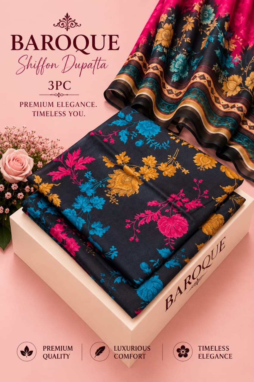 Lawn shafon dupatta 3pc