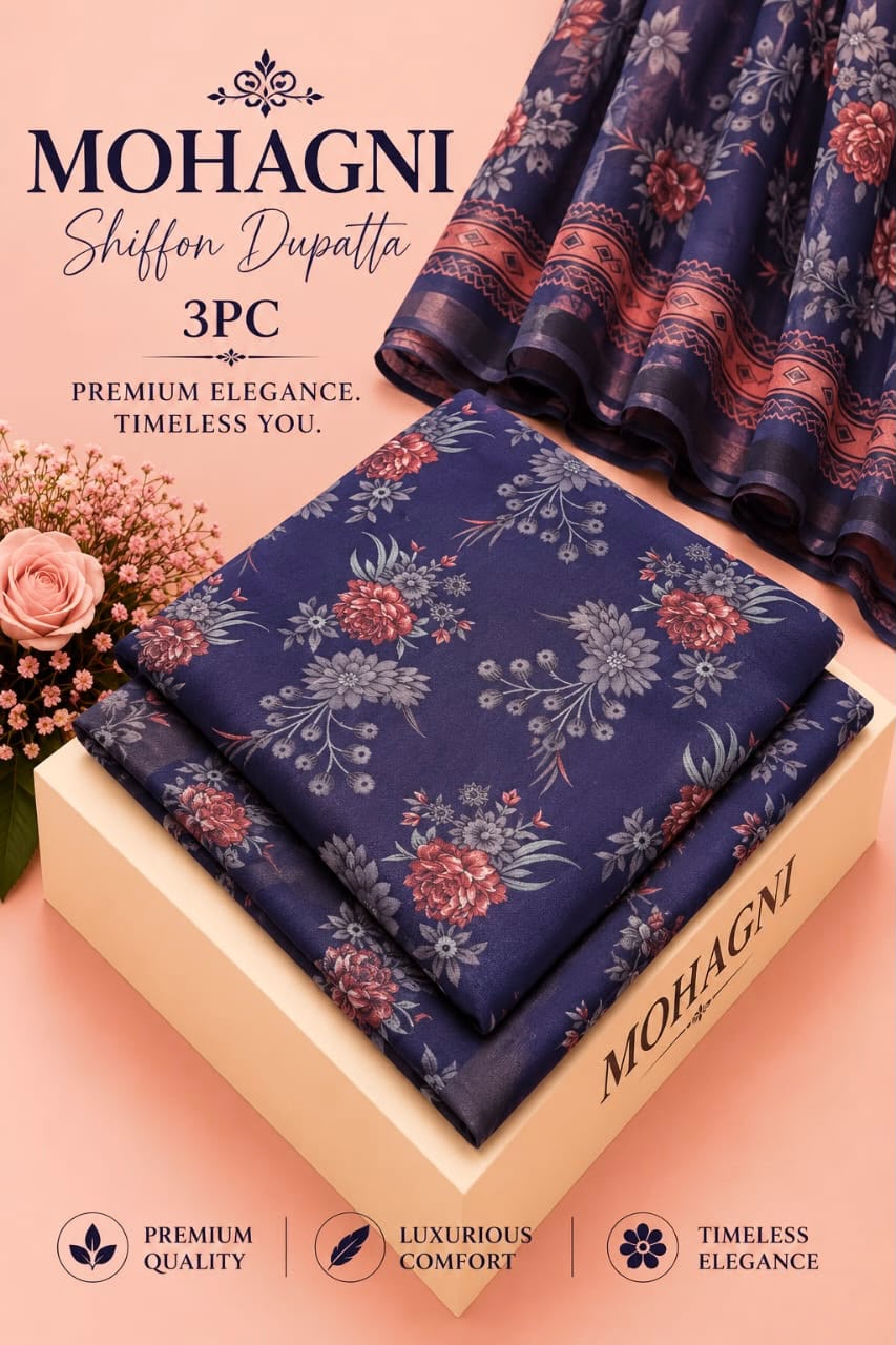 Lawn shafon dupatta 3pc